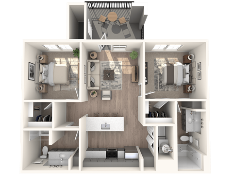 3d Unit B1-1068sf at Inspiration Apartments, Cottonwood